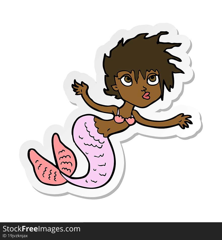 sticker of a cartoon mermaid