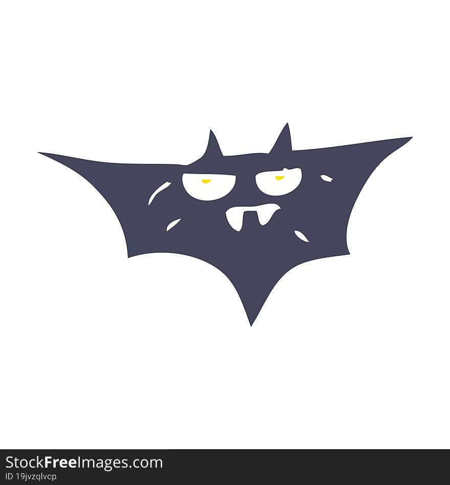 flat color illustration of a cartoon halloween bat