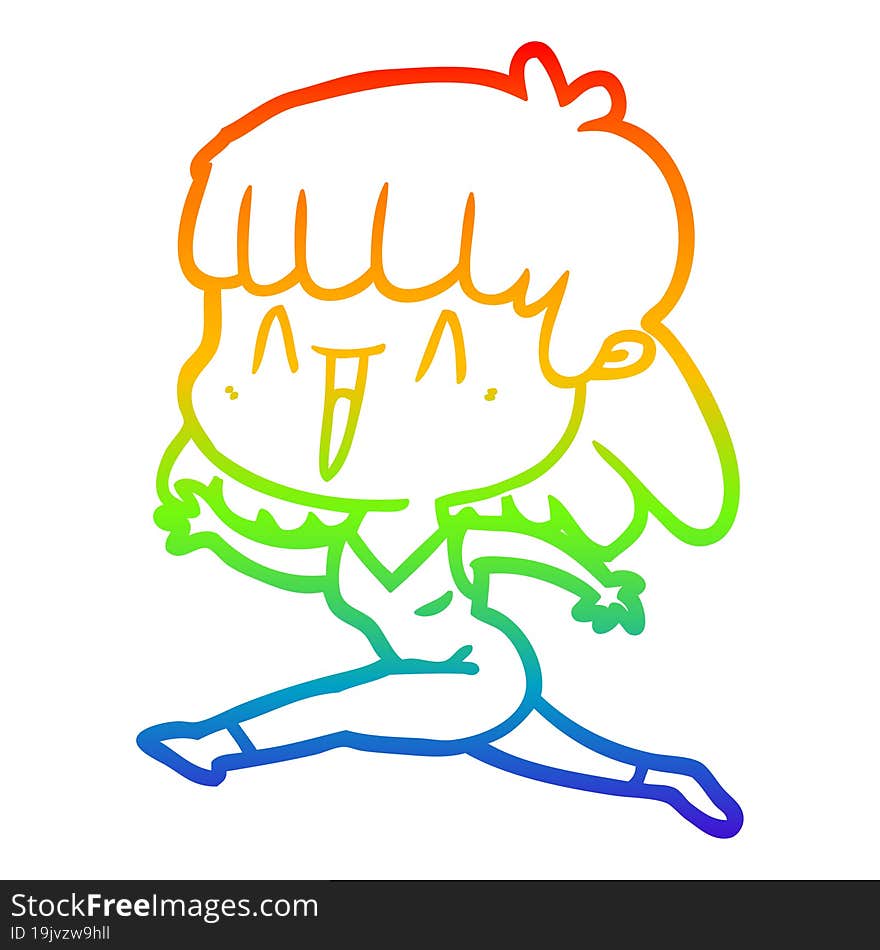 rainbow gradient line drawing of a cartoon woman