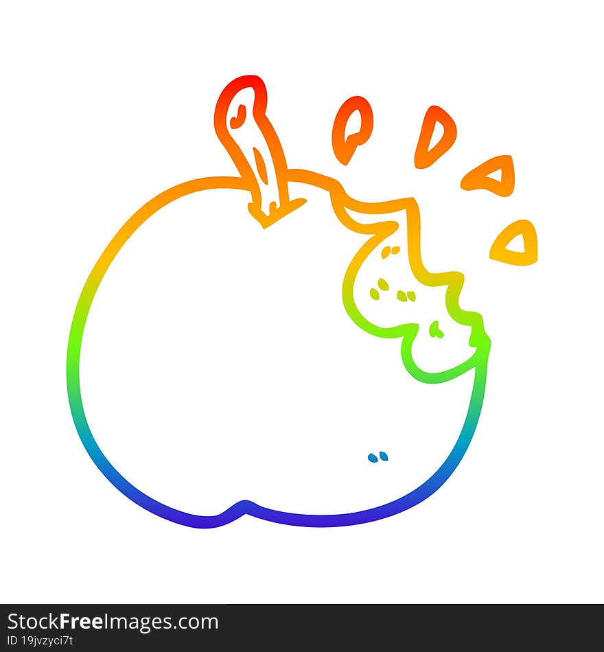 rainbow gradient line drawing fresh bitten apple