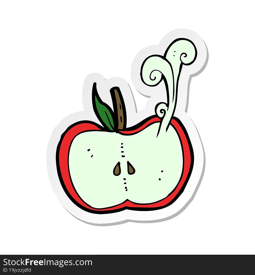 sticker of a cartoon juicy apple half