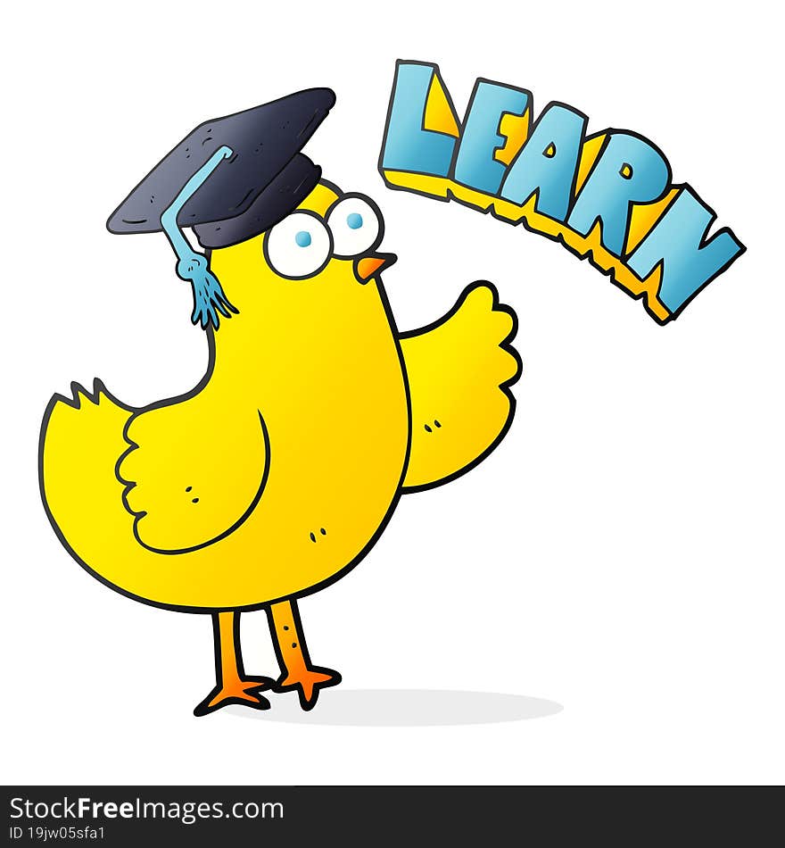 Cartoon Bird With Learn Text