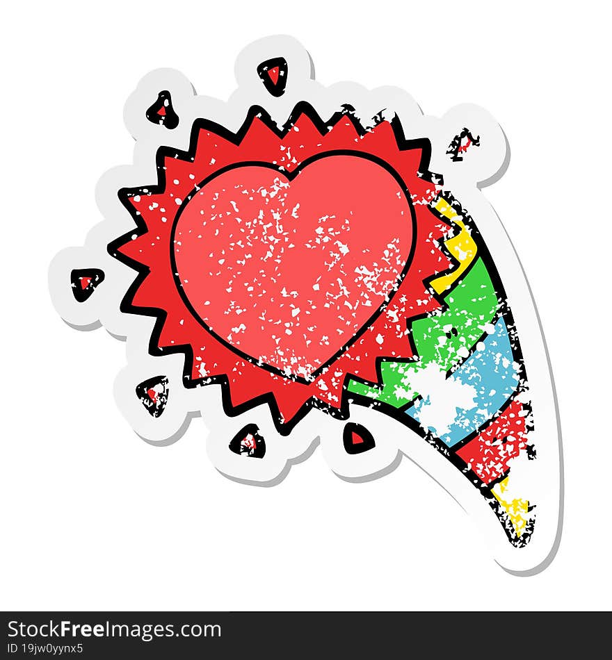 Distressed Sticker Of A Cartoon Love Heart Symbol