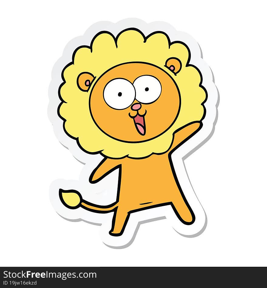 sticker of a happy cartoon lion