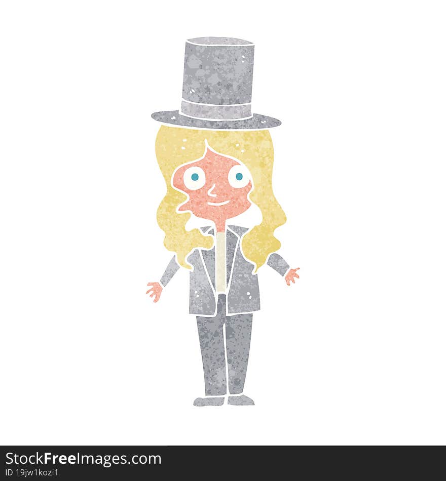 cartoon woman wearing top hat