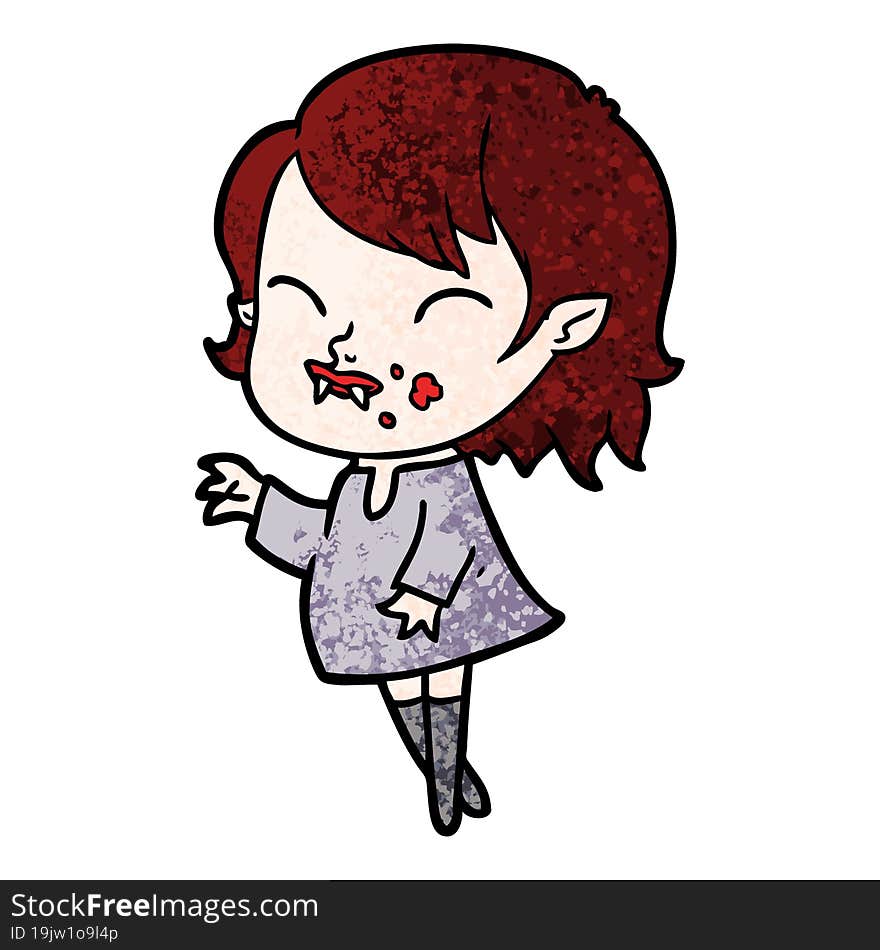 cartoon vampire girl with blood on cheek. cartoon vampire girl with blood on cheek