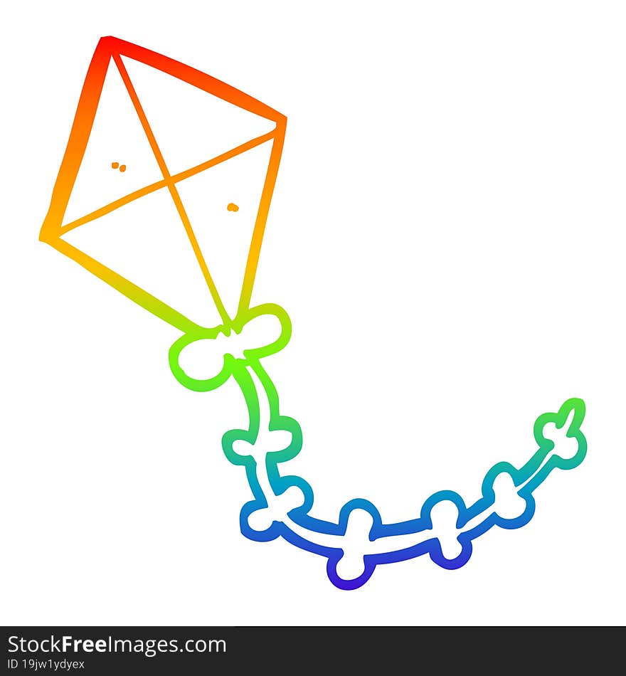 rainbow gradient line drawing cartoon kite