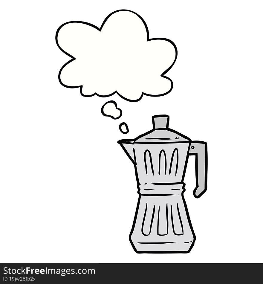 cartoon espresso maker with thought bubble. cartoon espresso maker with thought bubble