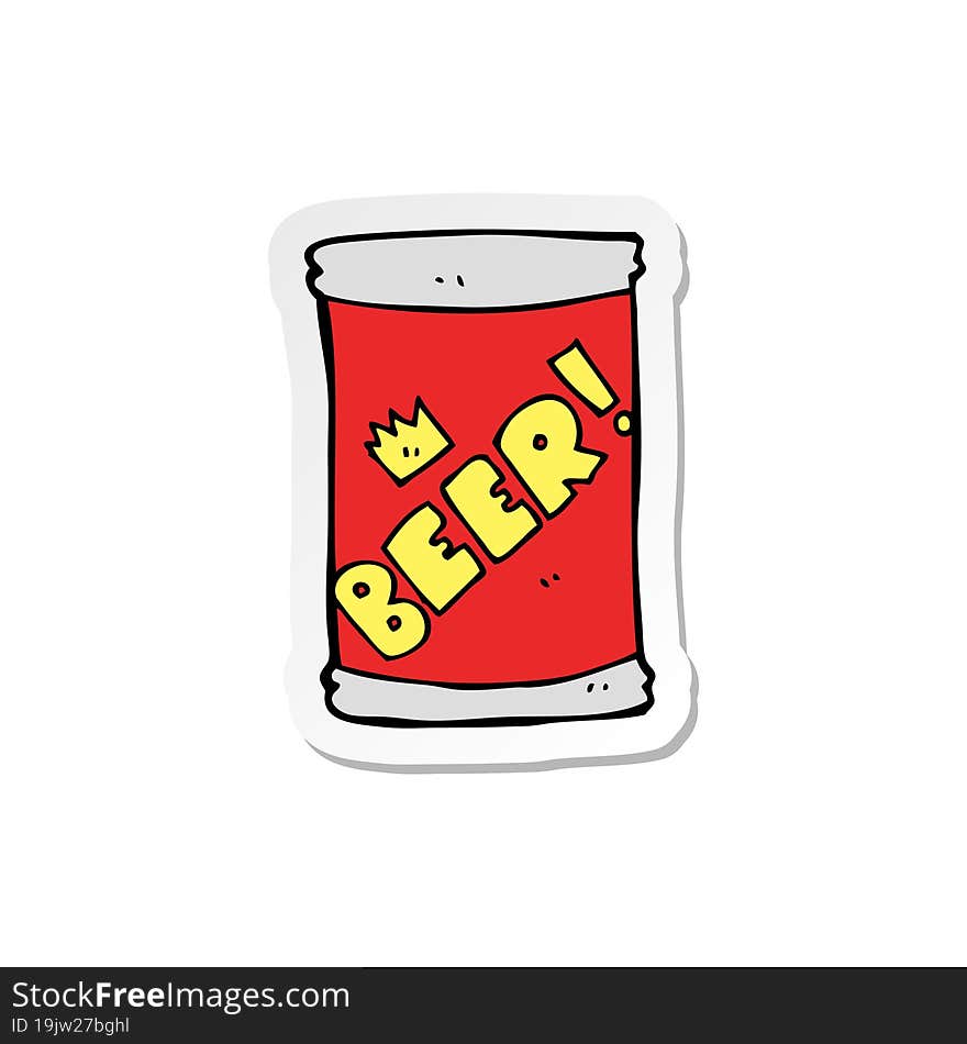 sticker of a cartoon beer can