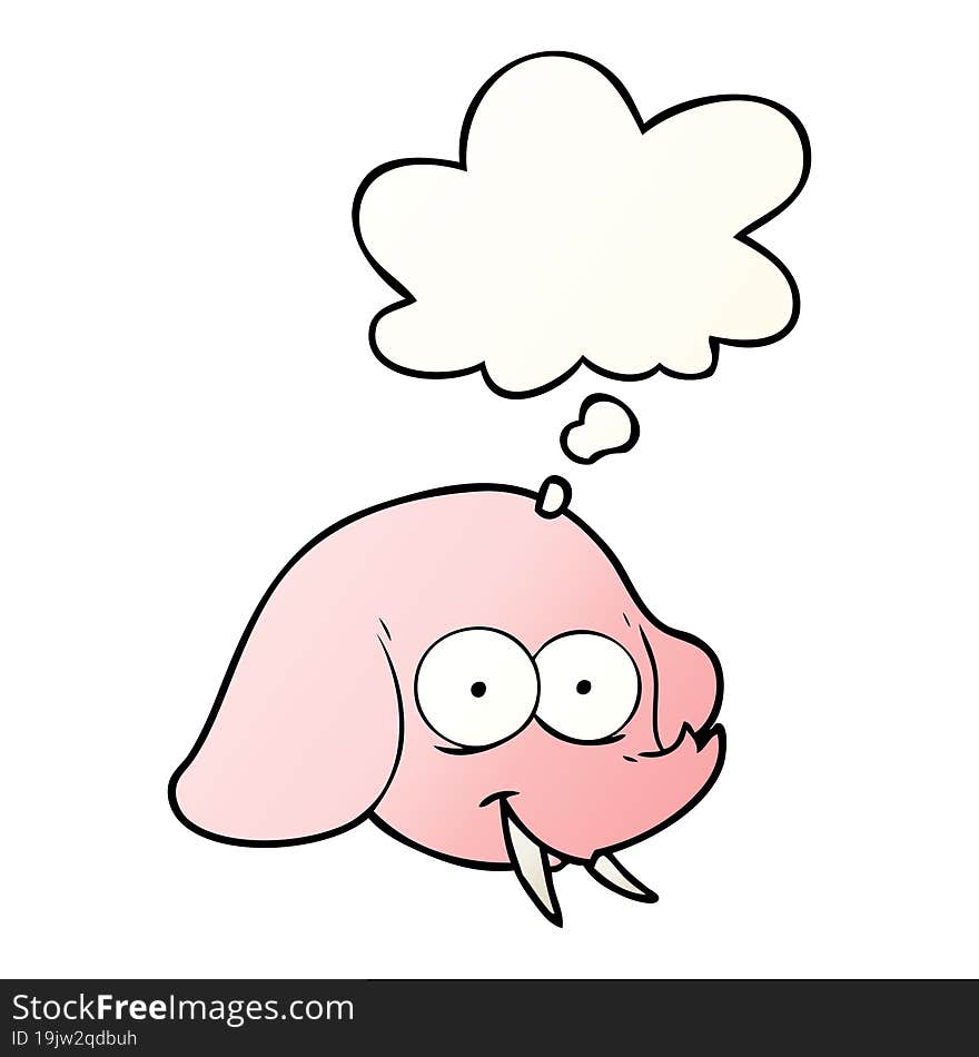 cartoon elephant face and thought bubble in smooth gradient style