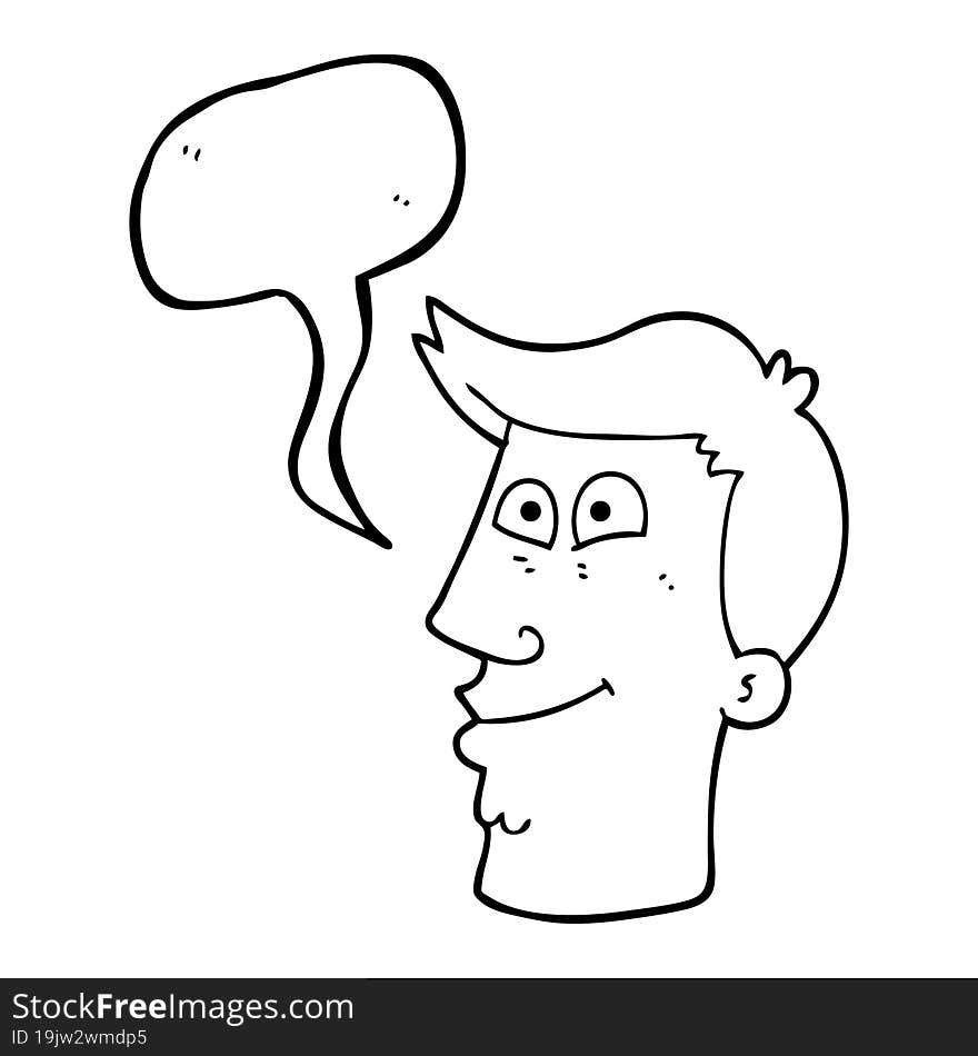 freehand drawn speech bubble cartoon male face