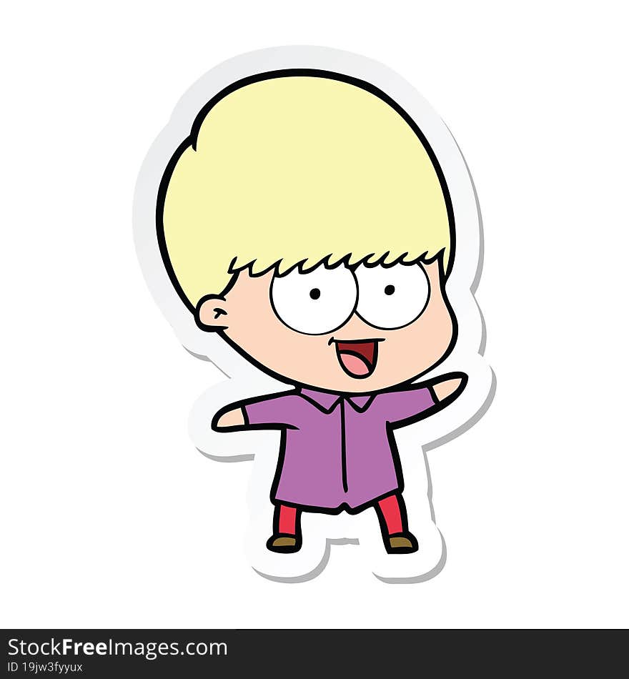 sticker of a happy cartoon boy