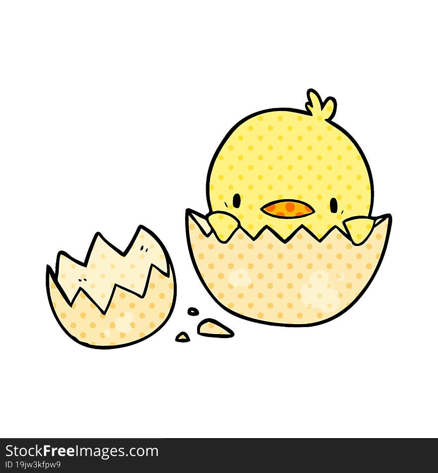 cute cartoon chick hatching from egg. cute cartoon chick hatching from egg