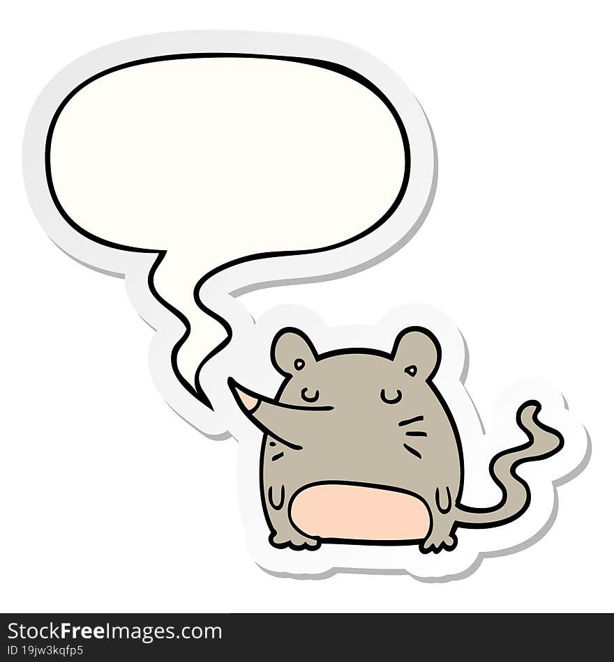 Cartoon Mouse And Speech Bubble Sticker