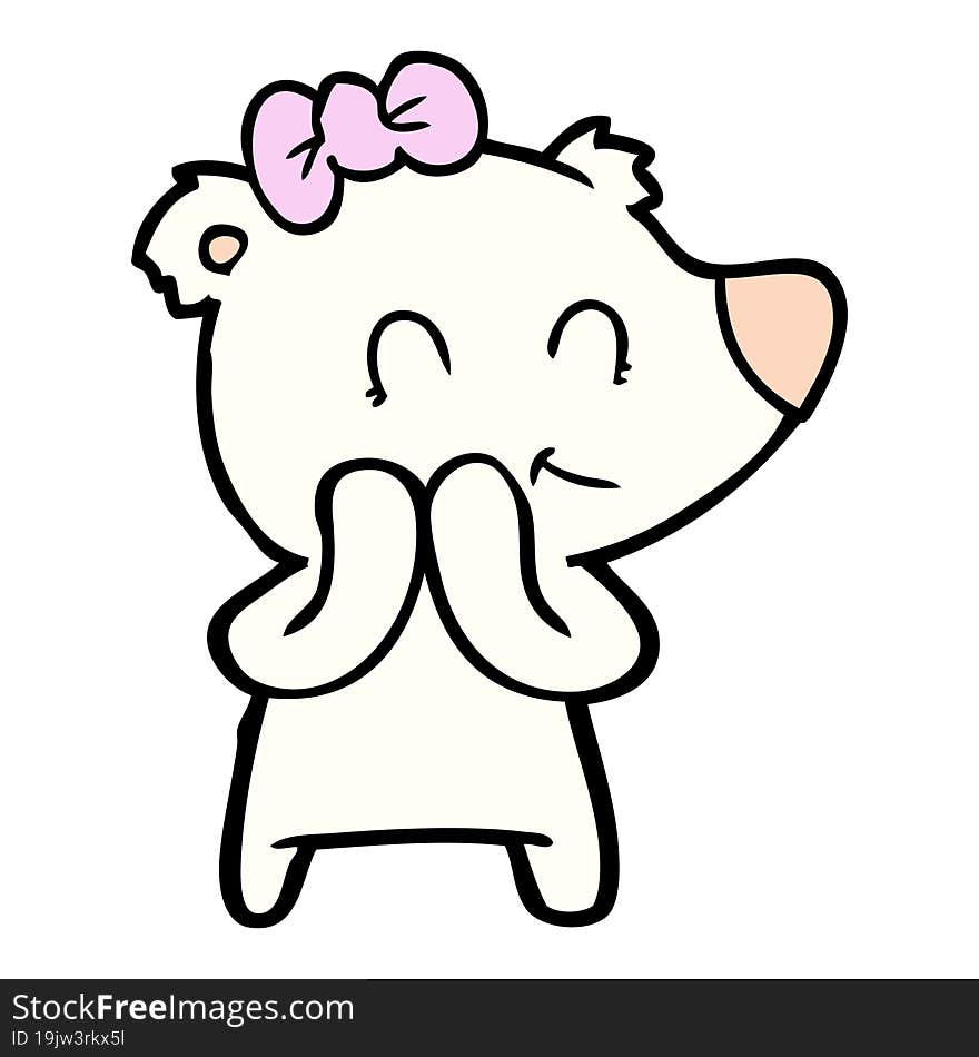 shy female polar bear cartoon. shy female polar bear cartoon