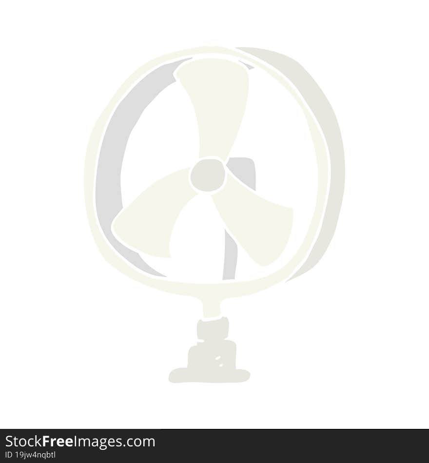 Flat Color Illustration Of A Cartoon Desk Fan