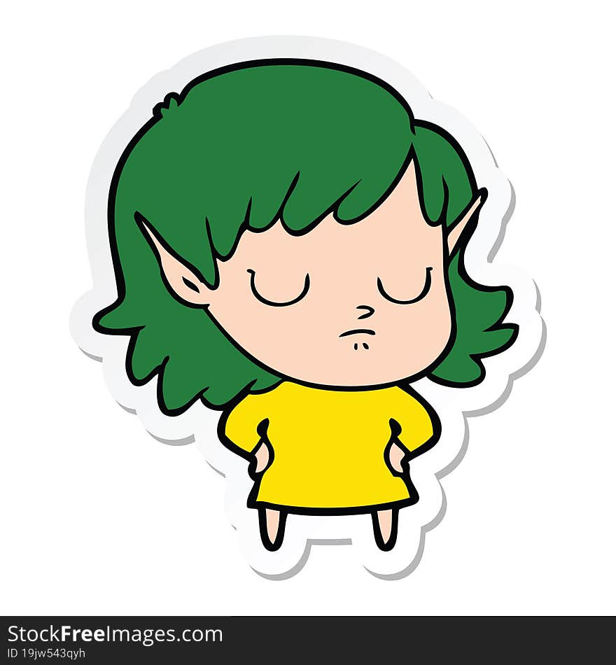 sticker of a cartoon elf girl