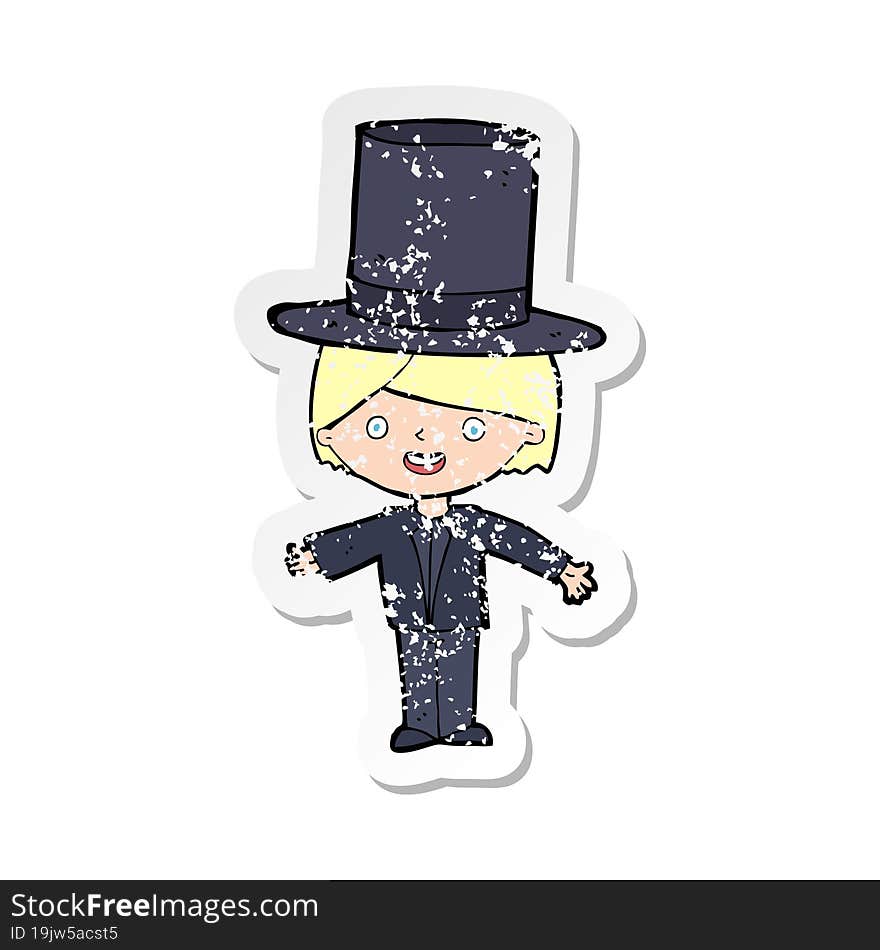 Retro Distressed Sticker Of A Cartoon Man Wearing Hat