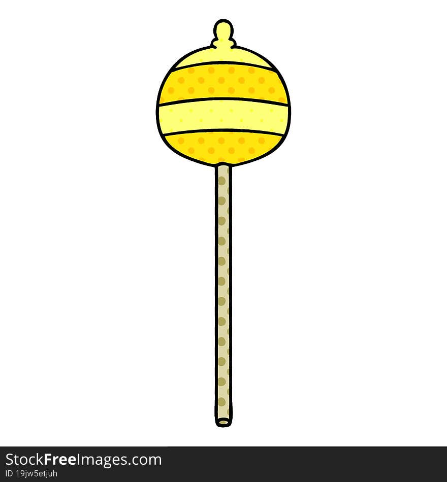 Quirky Comic Book Style Cartoon Golden Sceptre