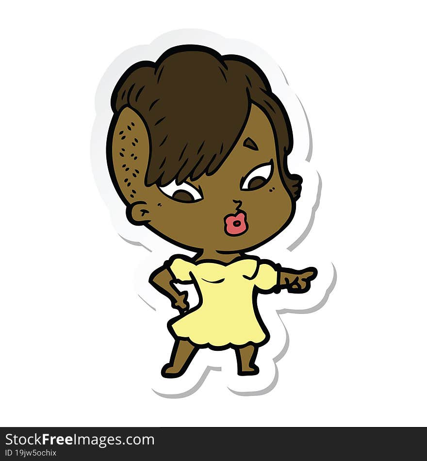 sticker of a cartoon surprised girl