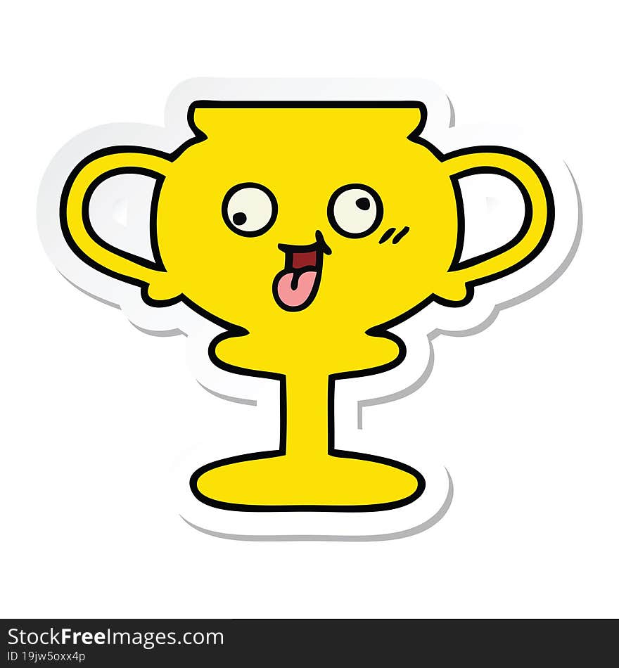 sticker of a cute cartoon trophy