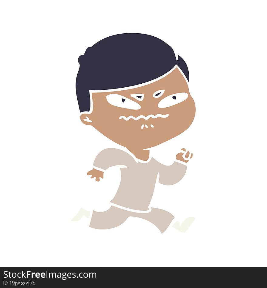 Flat Color Style Cartoon Angry Man