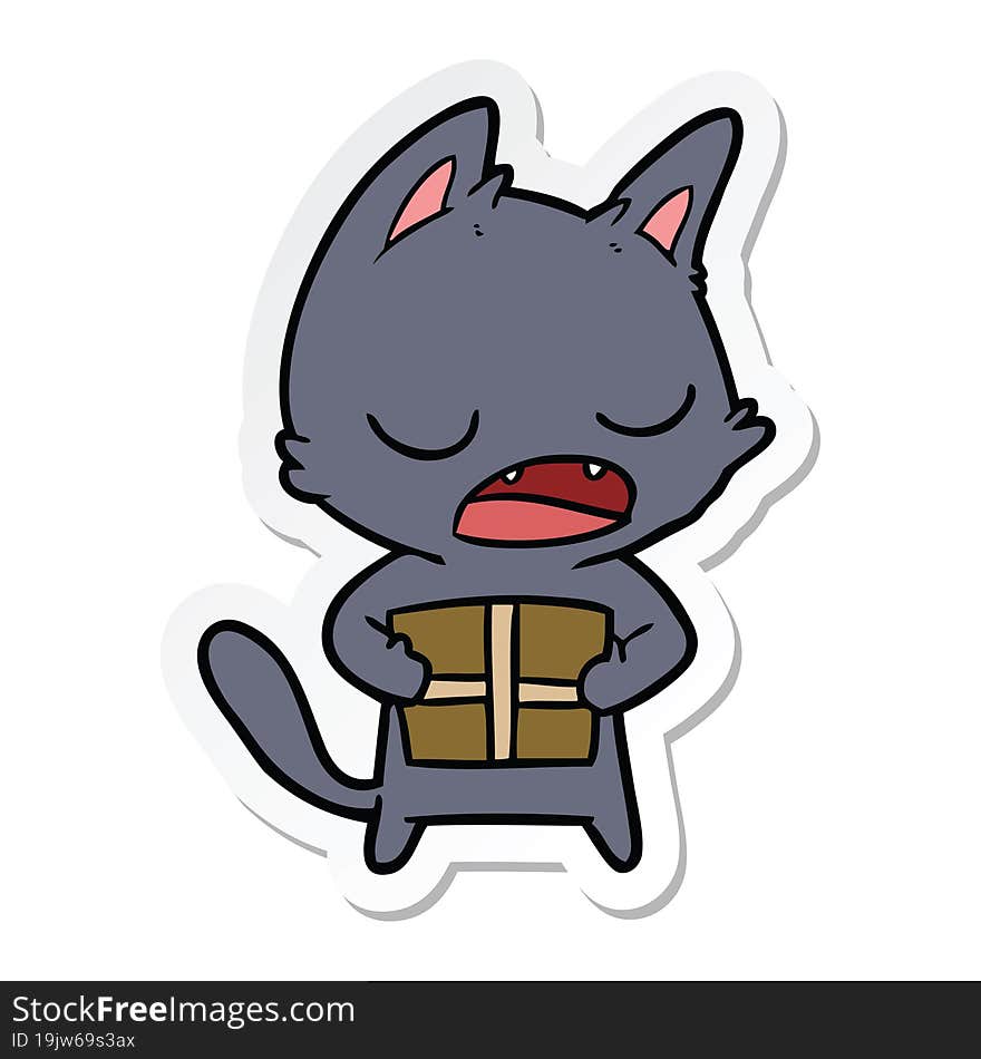 sticker of a talking cat cartoon