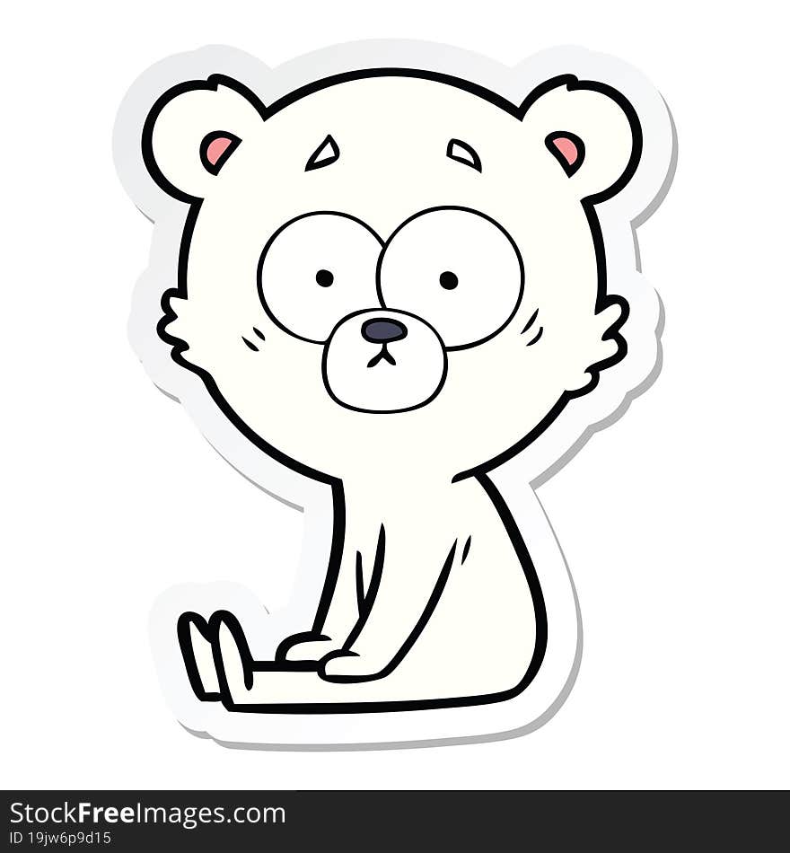 sticker of a nervous polar bear cartoon