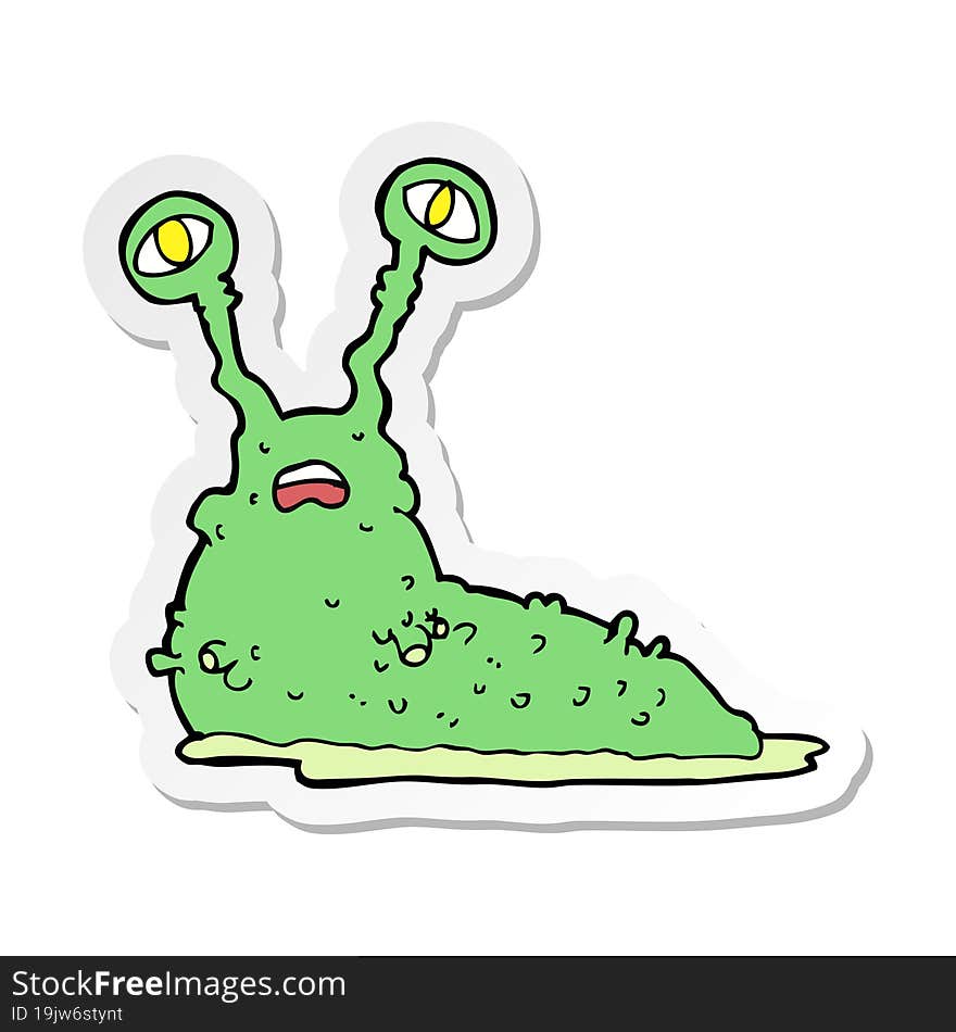 sticker of a cartoon gross slug