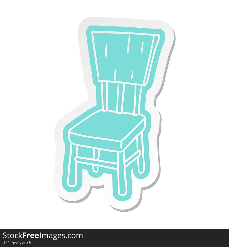 cartoon sticker of a  wooden chair