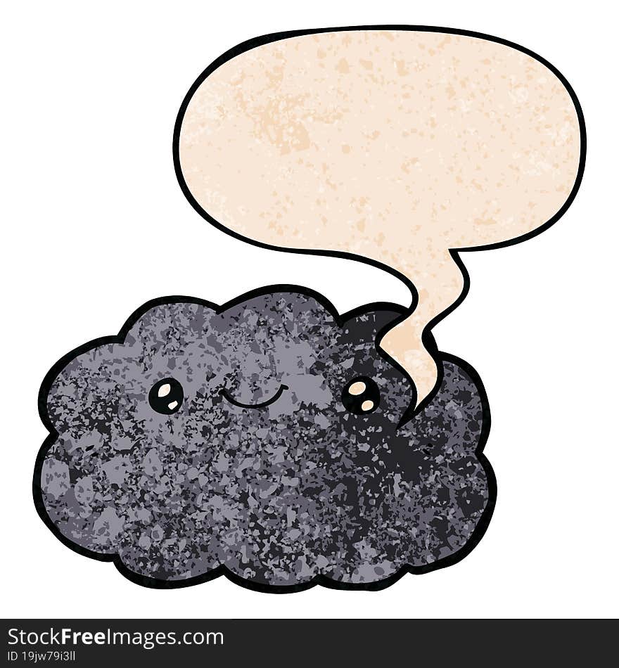 cartoon cloud and speech bubble in retro texture style