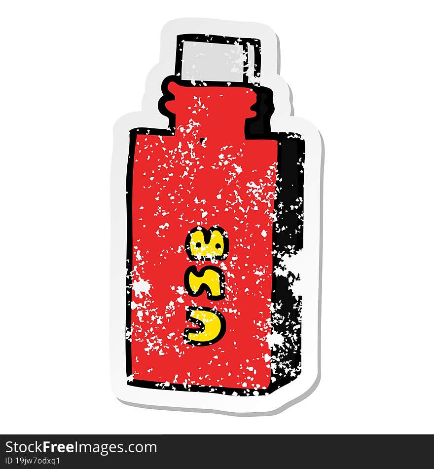 distressed sticker of a cartoon flash drive