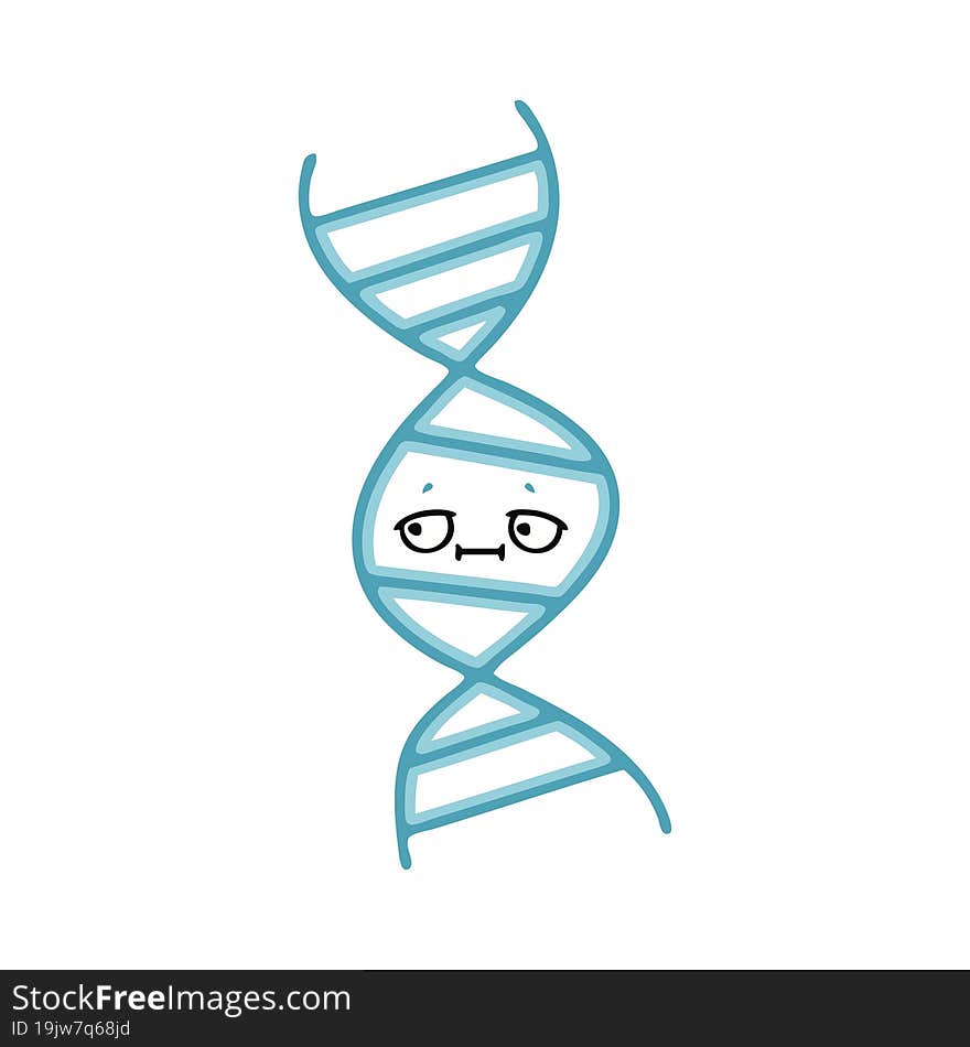 flat color retro cartoon of a DNA strand