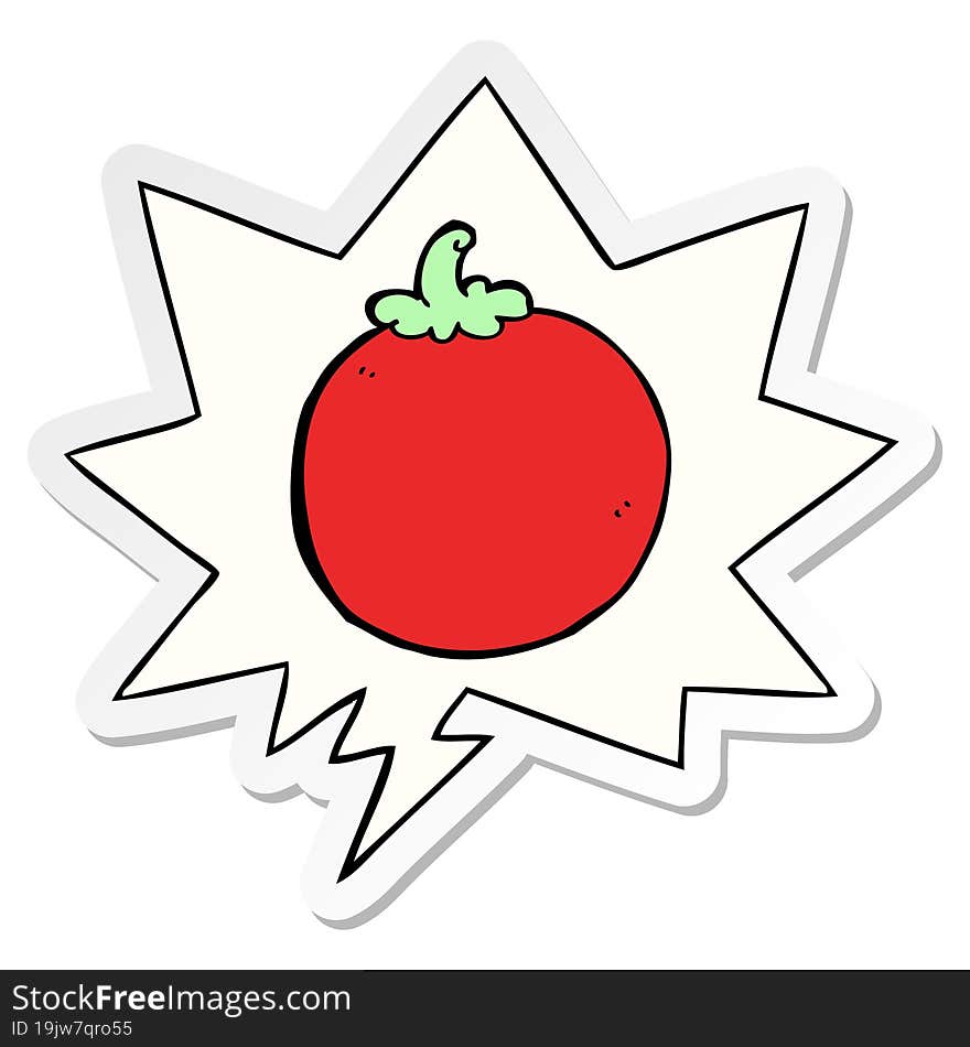 cartoon tomato and speech bubble sticker