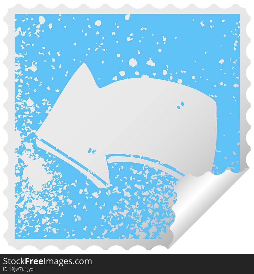 Quirky Distressed Square Peeling Sticker Symbol Arrow