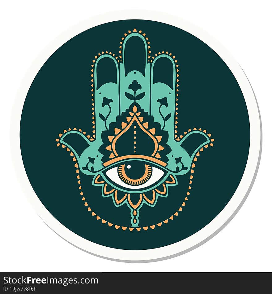 sticker of tattoo in traditional style of a hamza. sticker of tattoo in traditional style of a hamza