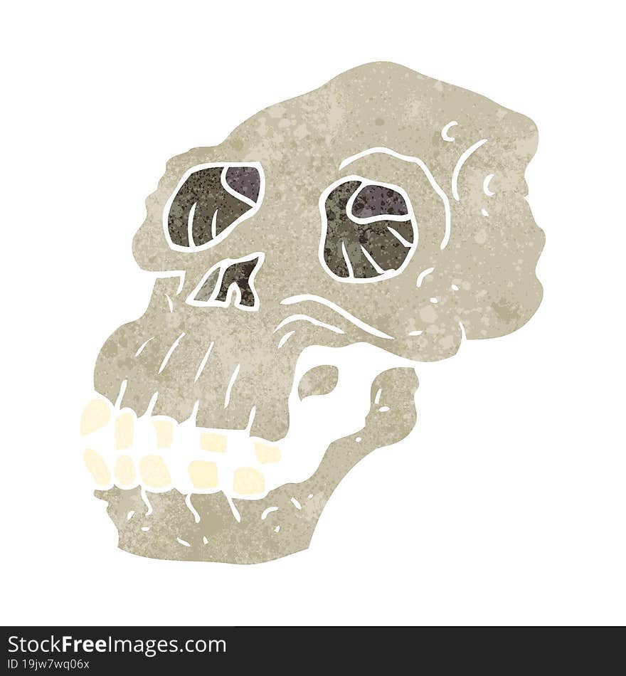 Retro Cartoon Ancient Skull