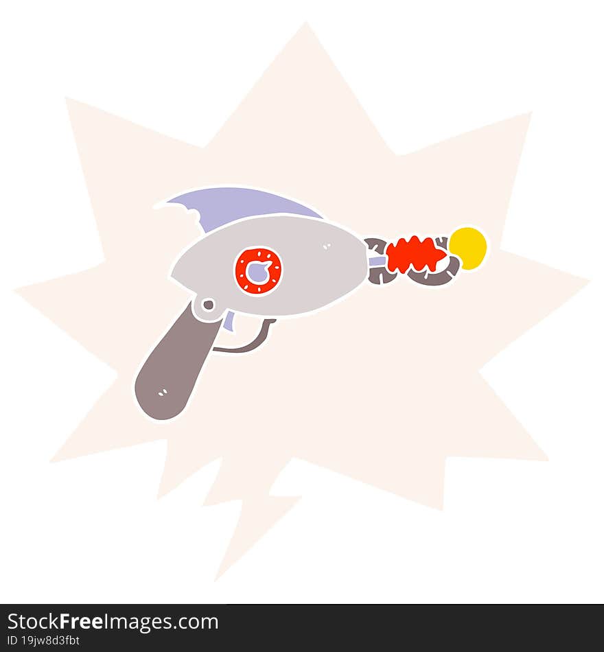 Cartoon Ray Gun And Speech Bubble In Retro Style