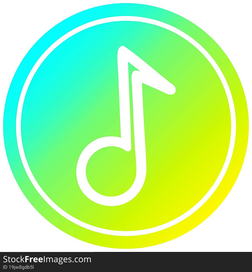 musical note circular in cold gradient spectrum