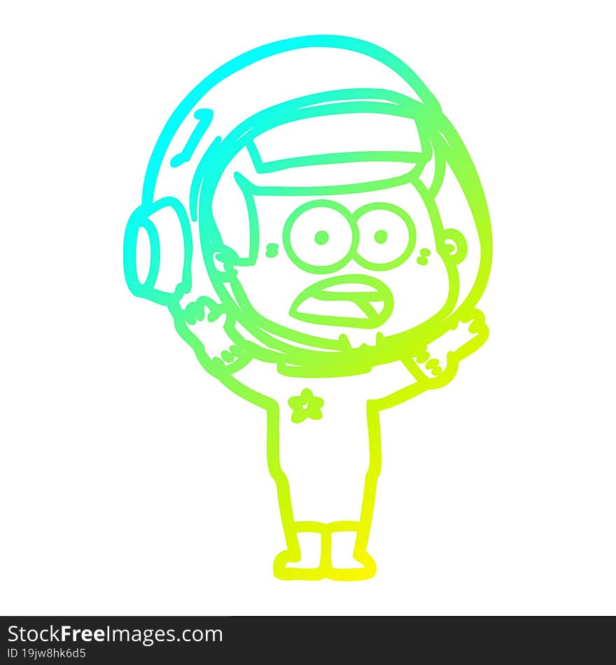 cold gradient line drawing cartoon surprised astronaut