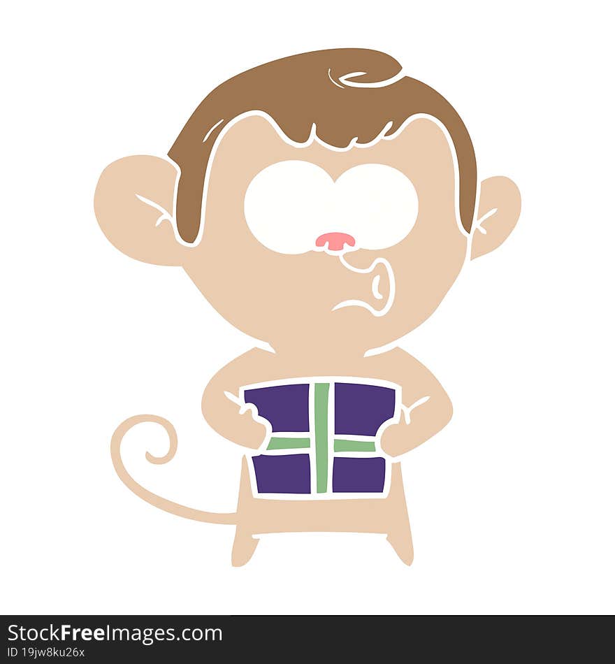 flat color style cartoon christmas monkey