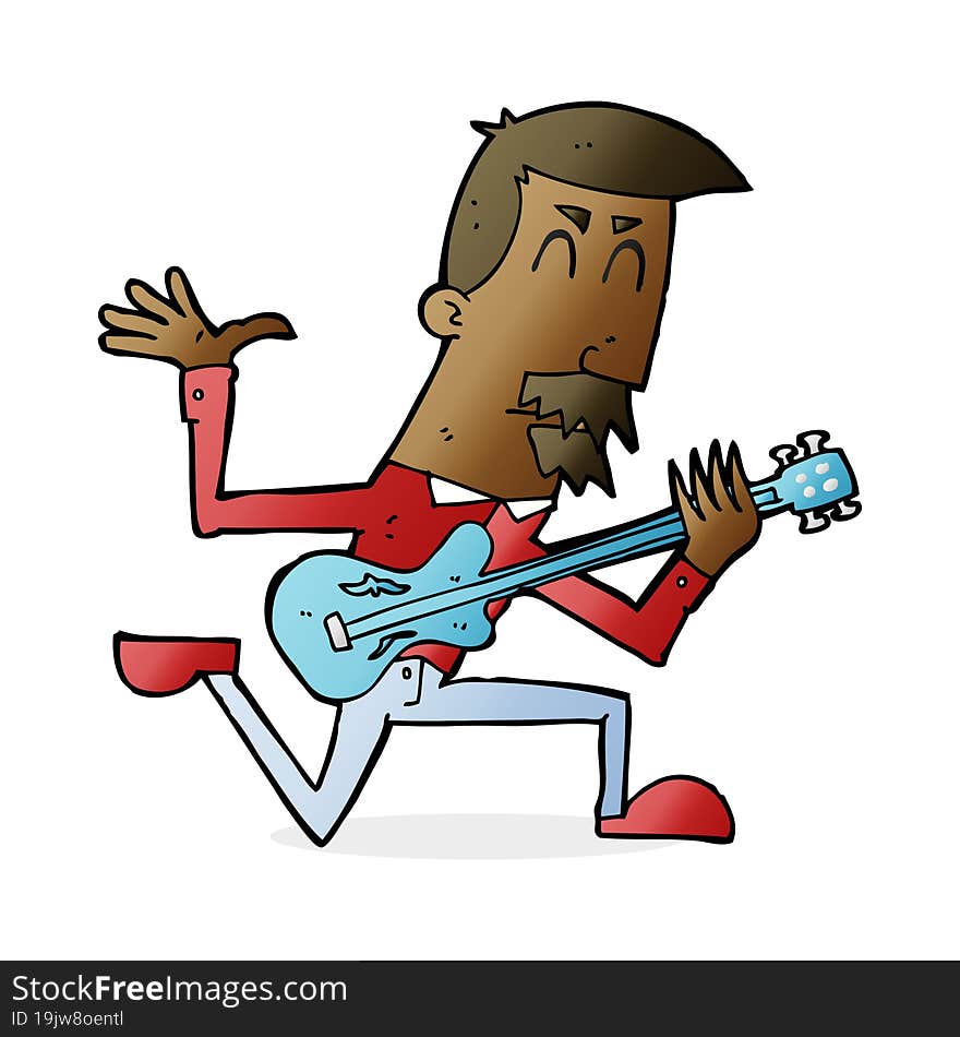 cartoon man playing electric guitar