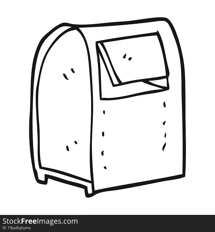 black and white cartoon mailbox