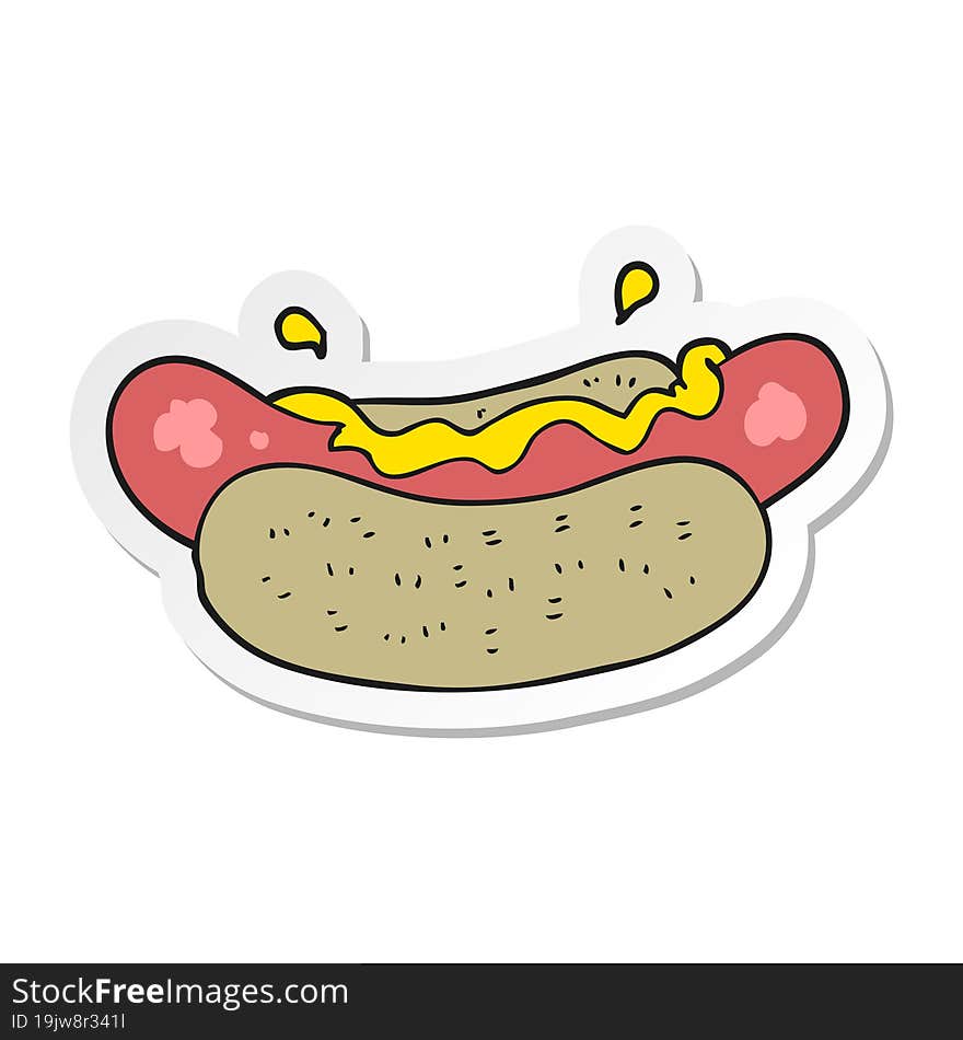 sticker of a cartoon hotdog