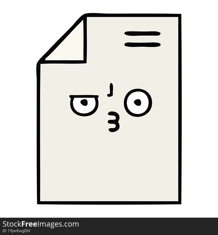 cute cartoon of a sheet of paper. cute cartoon of a sheet of paper