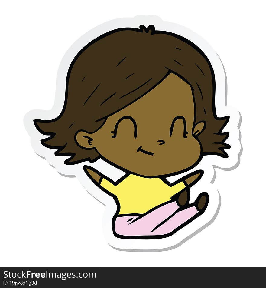 sticker of a cartoon friendly girl