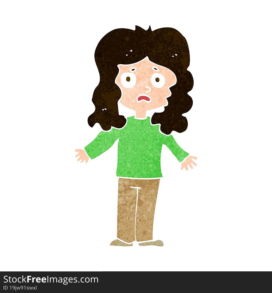 cartoon worried woman