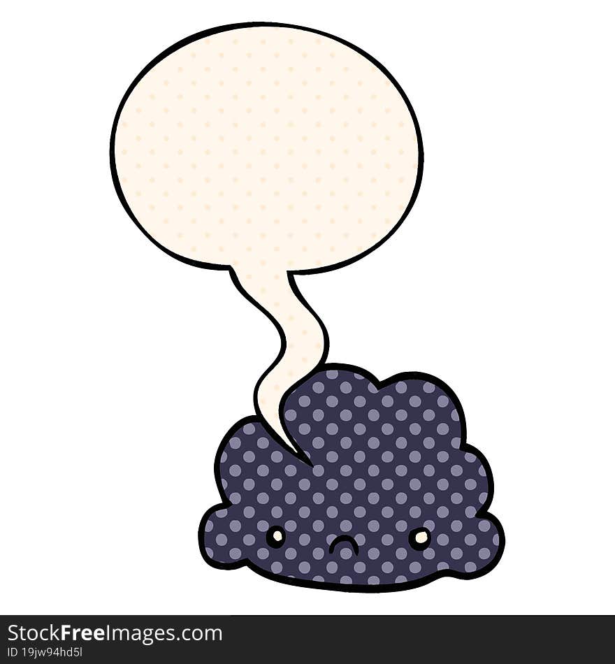 cartoon cloud and speech bubble in comic book style