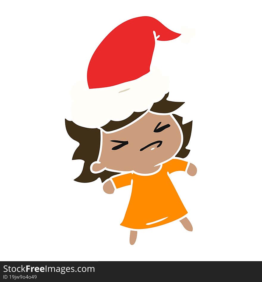 hand drawn christmas cartoon of kawaii girl