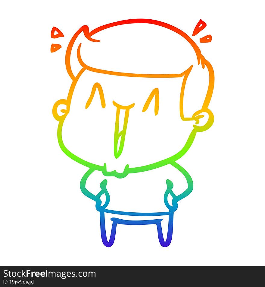 rainbow gradient line drawing cartoon excited man